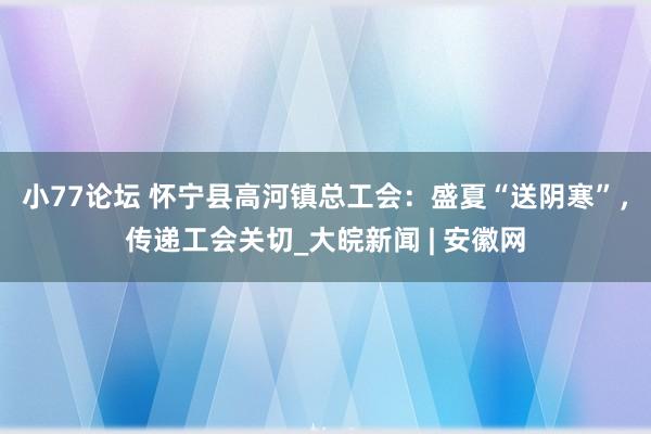 小77论坛 怀宁县高河镇总工会：盛夏“送阴寒”，传递工会关切_大皖新闻 | 安徽网