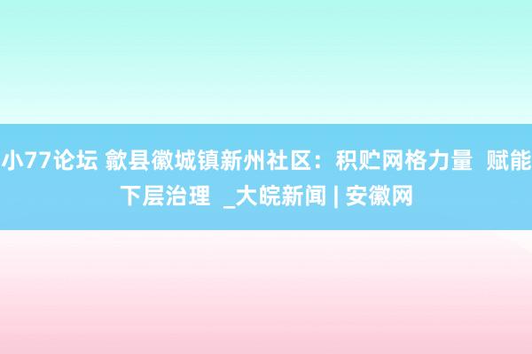 小77论坛 歙县徽城镇新州社区：积贮网格力量  赋能下层治理  _大皖新闻 | 安徽网