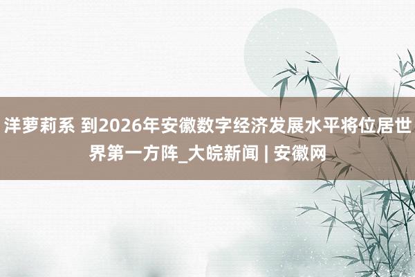 洋萝莉系 到2026年安徽数字经济发展水平将位居世界第一方阵_大皖新闻 | 安徽网