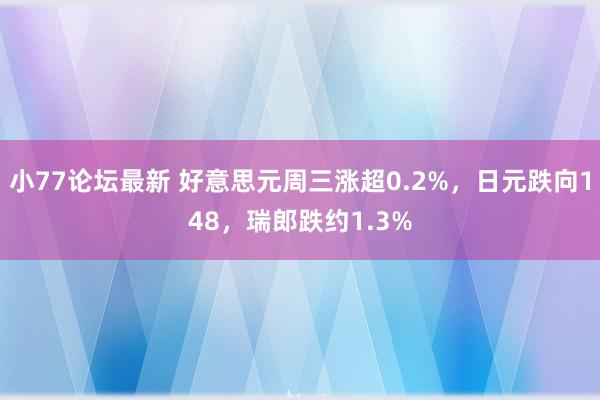 小77论坛最新 好意思元周三涨超0.2%，日元跌向148，瑞郎跌约1.3%